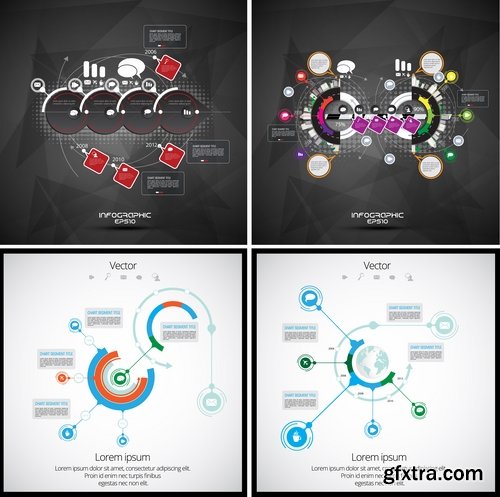 Collection of infographics idea light bulb turn based strategy for business success 3-25 EPS