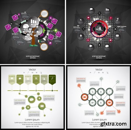 Collection of infographics idea light bulb turn based strategy for business success 3-25 EPS