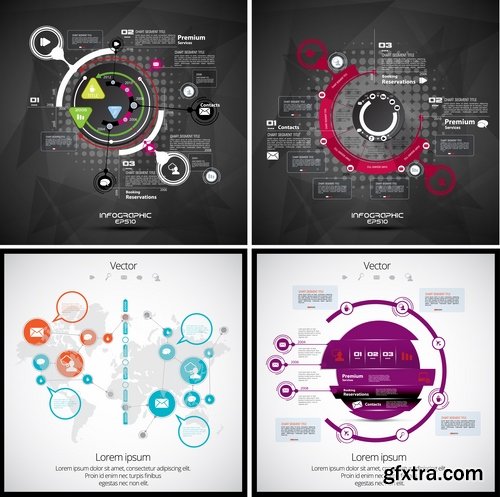 Collection of infographics idea light bulb turn based strategy for business success 3-25 EPS