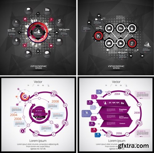 Collection of infographics idea light bulb turn based strategy for business success 3-25 EPS