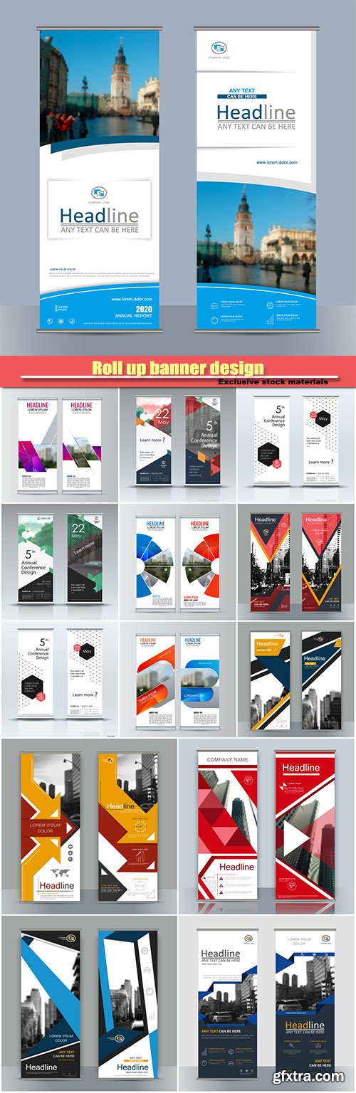 Roll up banner design, brochure flyer vertical template