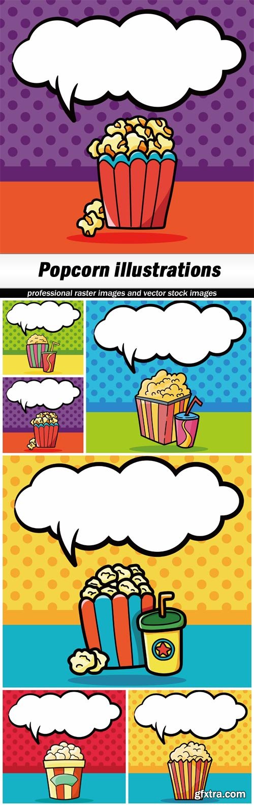 Popcorn illustrations - 6 EPS