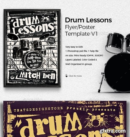 GraphicRiver - Drum Lessons Flyer Template V1 16984949