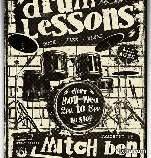 GraphicRiver - Drum Lessons Flyer Template V1 16984949