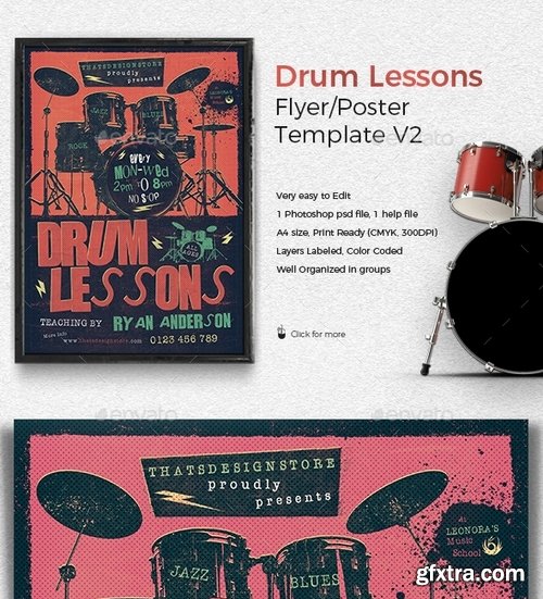 GraphicRiver - Drum Lessons Flyer Template V2 19222262