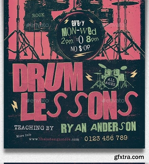 GraphicRiver - Drum Lessons Flyer Template V2 19222262