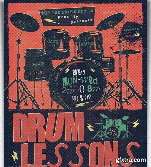 GraphicRiver - Drum Lessons Flyer Template V2 19222262