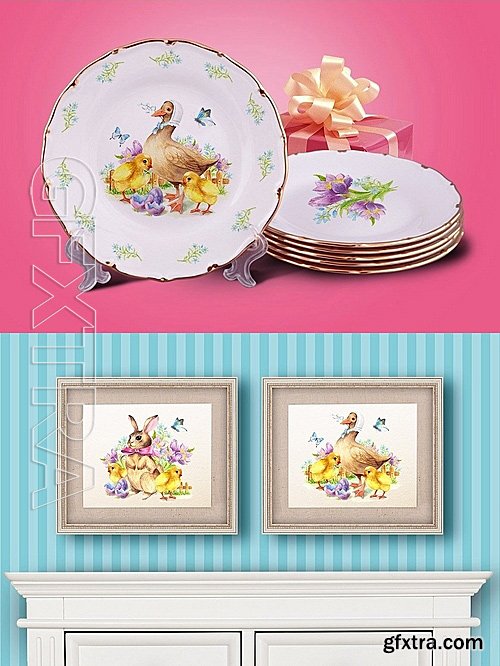 CM - Watercolor Easter Bundle cute design 1228373