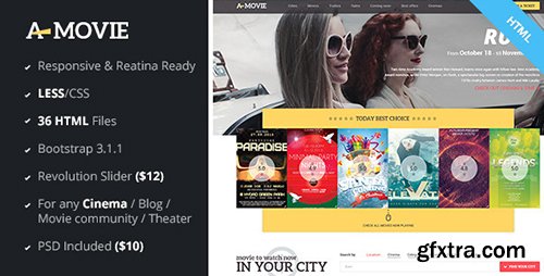 ThemeForest - A.Movie v1.1 - Cinema/Movie HTML LESS Template - 7632428