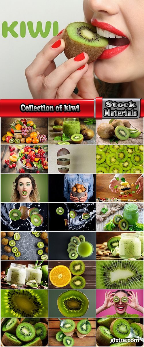 Collection of kiwi juice macro pulp seed set of fruits basket 25 HQ Jpeg