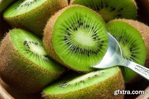 Collection of kiwi juice macro pulp seed set of fruits basket 25 HQ Jpeg