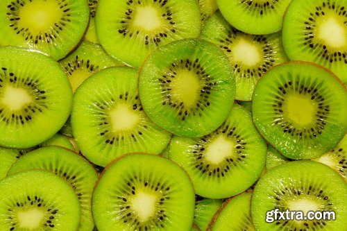 Collection of kiwi juice macro pulp seed set of fruits basket 25 HQ Jpeg