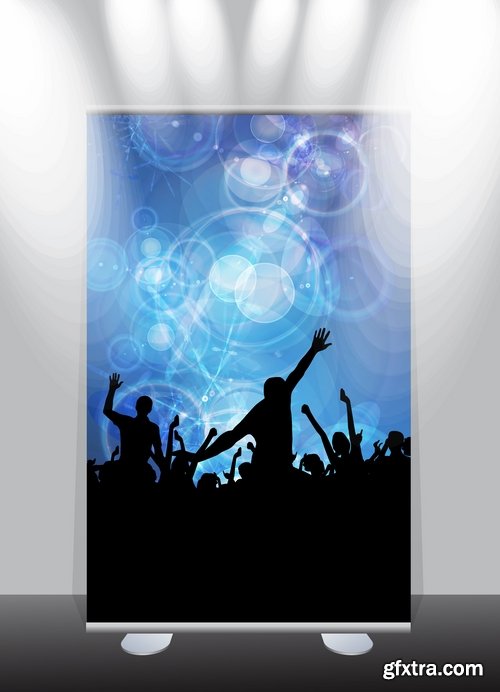 Collection of billboard banner stand stand showcase for advertising and different images 25 EPS