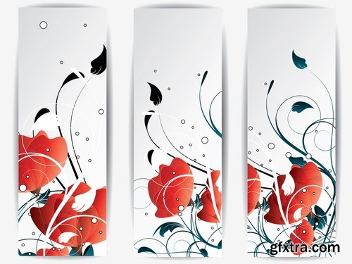 Collection banner flyer with flowers ornament decoration advertising cover 25 EPS