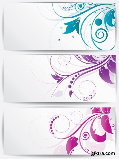 Collection banner flyer with flowers ornament decoration advertising cover 25 EPS