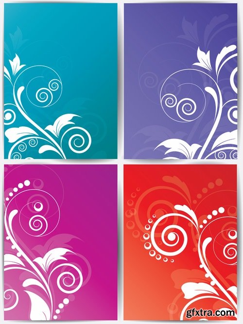 Collection banner flyer with flowers ornament decoration advertising cover 25 EPS