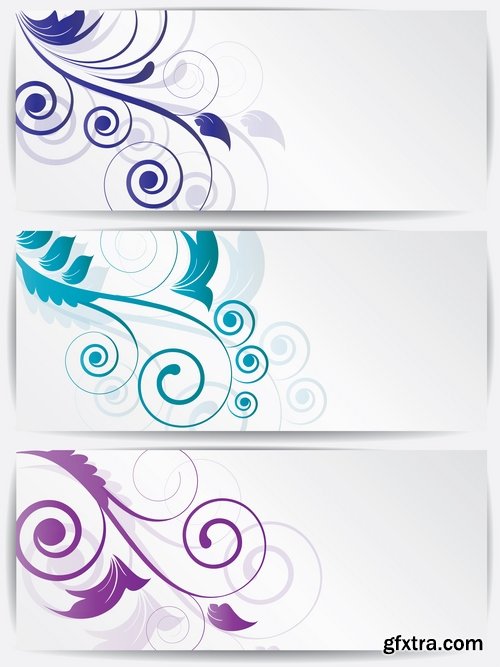 Collection banner flyer with flowers ornament decoration advertising cover 25 EPS