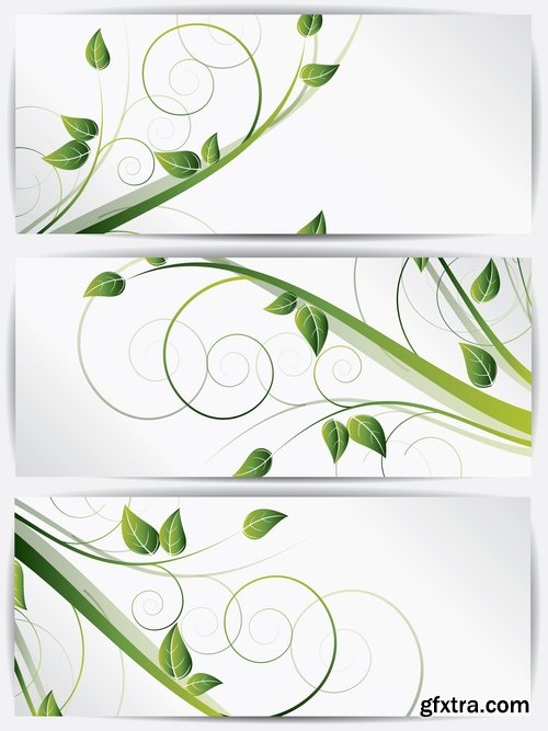 Collection banner flyer with flowers ornament decoration advertising cover 25 EPS