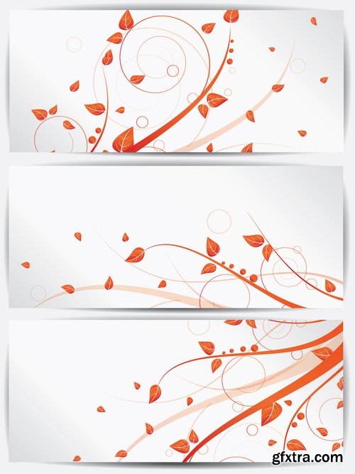 Collection banner flyer with flowers ornament decoration advertising cover 25 EPS