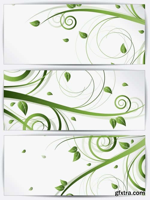 Collection banner flyer with flowers ornament decoration advertising cover 25 EPS