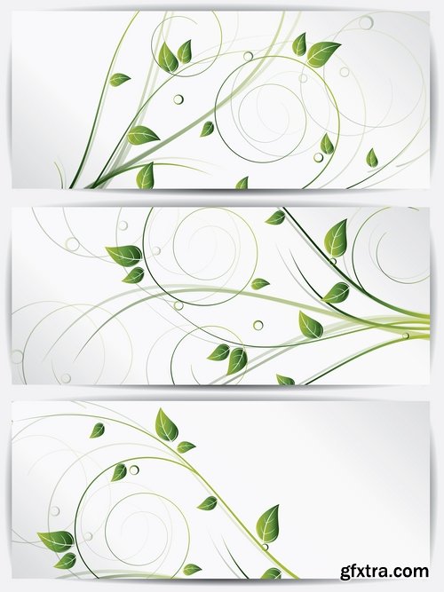 Collection banner flyer with flowers ornament decoration advertising cover 25 EPS