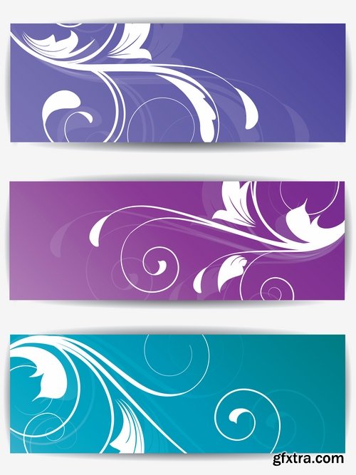 Collection banner flyer with flowers ornament decoration advertising cover 25 EPS