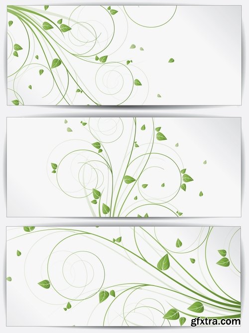 Collection banner flyer with flowers ornament decoration advertising cover 25 EPS