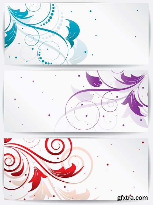 Collection banner flyer with flowers ornament decoration advertising cover 25 EPS