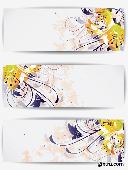 Collection banner flyer with flowers ornament decoration advertising cover 25 EPS