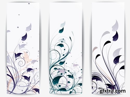 Collection banner flyer with flowers ornament decoration advertising cover 25 EPS