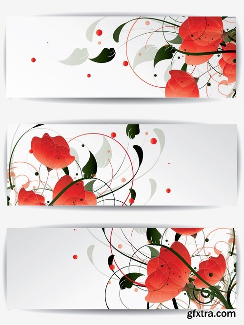 Collection banner flyer with flowers ornament decoration advertising cover 25 EPS