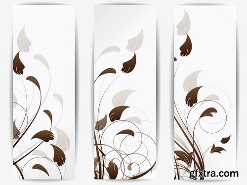 Collection banner flyer with flowers ornament decoration advertising cover 25 EPS