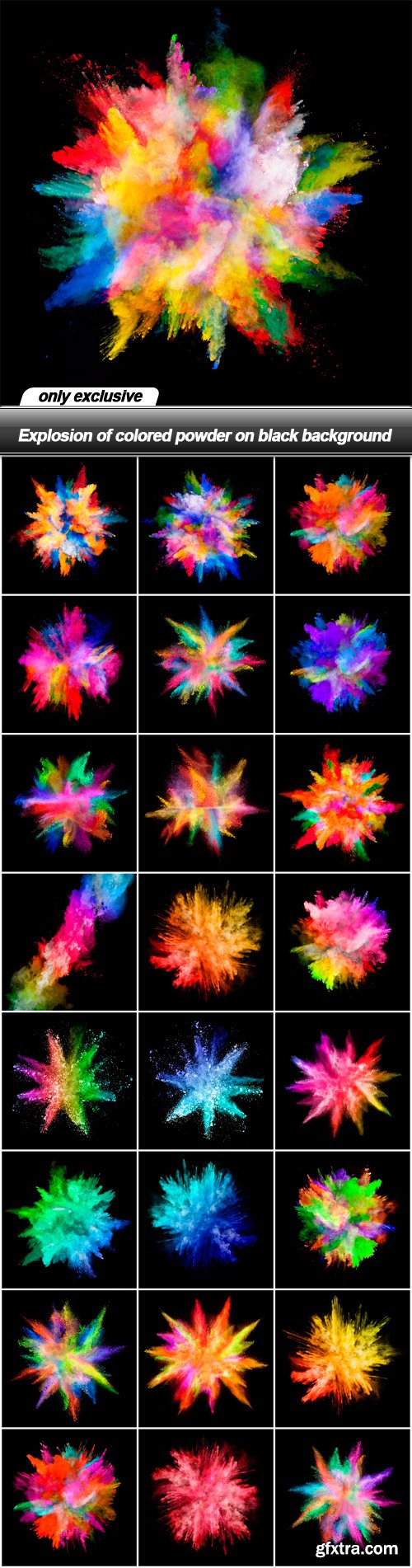 Explosion of colored powder on black background - 25 UHQ JPEG