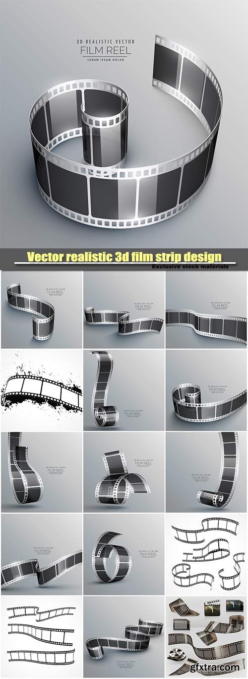 Vector realistic 3d film strip design