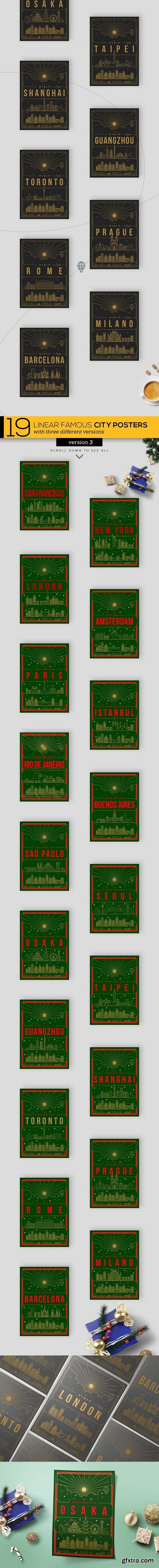 CM - 19 Linear Famous City Posters 1229373