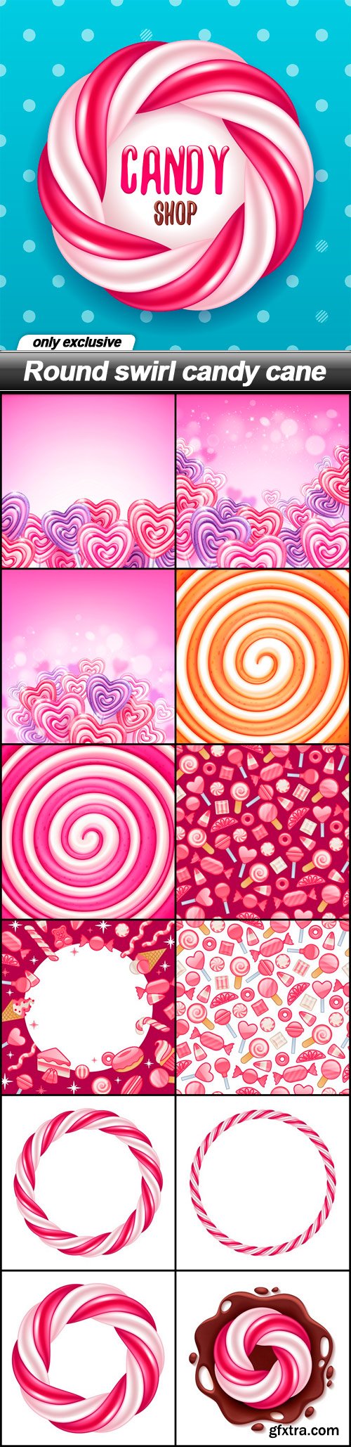 Round swirl candy cane - 13 EPS