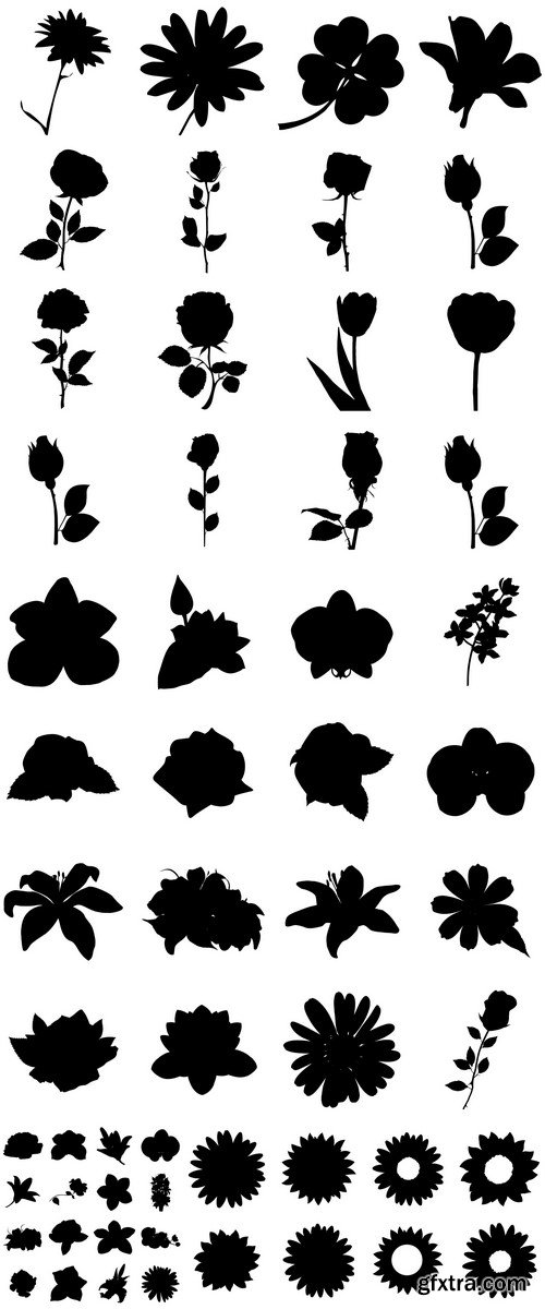 Silhouettes Flowers 5X EPS