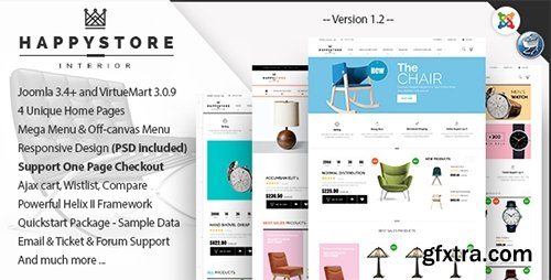 ThemeForest - HappyStore v1.2 - Furniture & Interior Joomla Template - 11109745