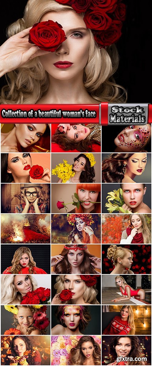 Collection of a beautiful woman\'s face with flowers makeup lips eyes smile 25 HQ Jpeg