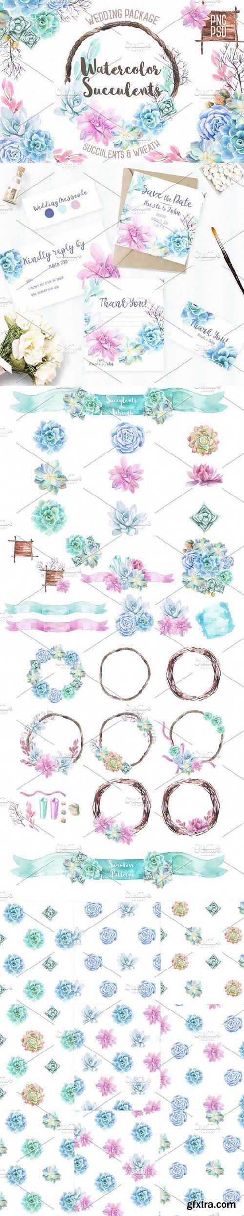 CM - Watercolor Succulents & Wreath 578662