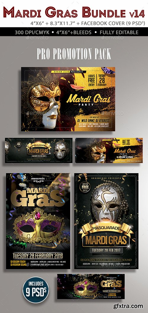 Graphicriver Mardi Gras Flyer Bundle V4 19451384