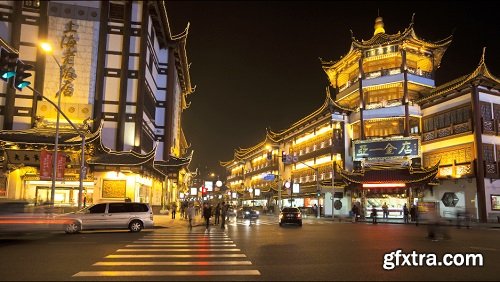 Tl yuyuan bazaar district at night shanghai china