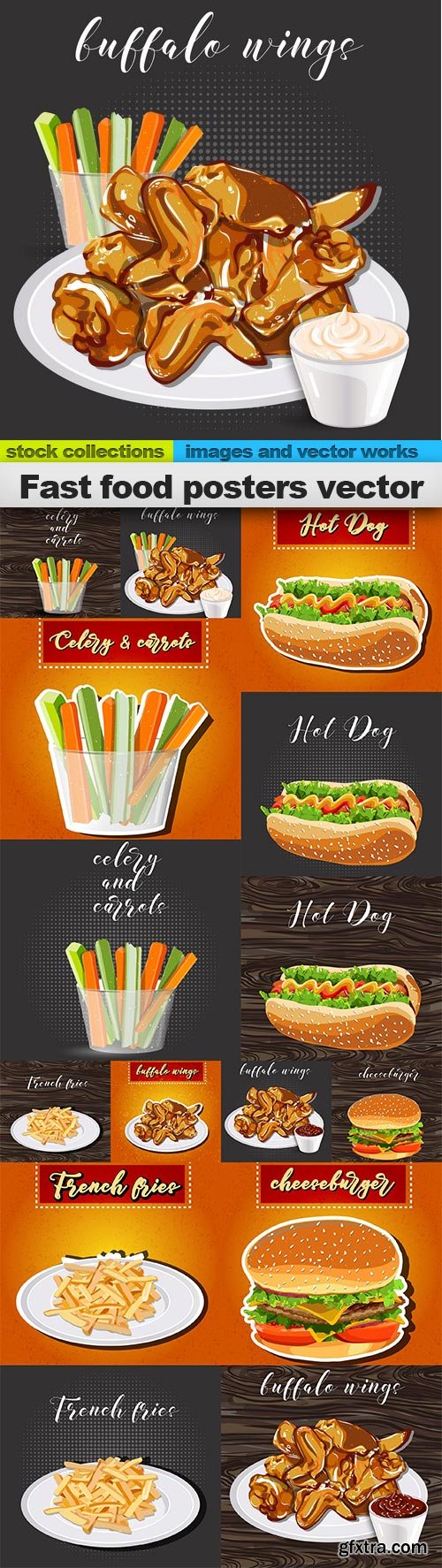 Fast food posters vector, 15 x EPS