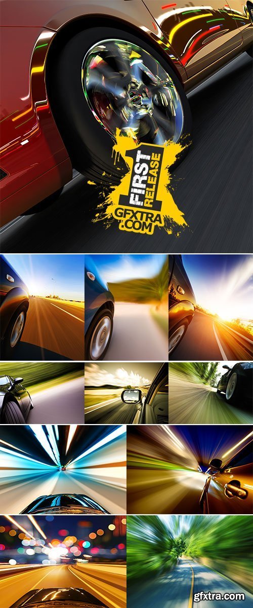 Stock Images Car on the road with motion blur background