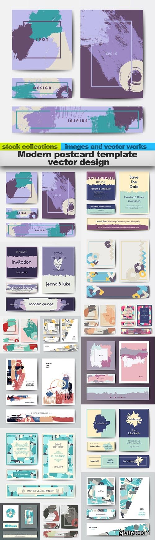 Modern postcard template vector design, 15 x EPS