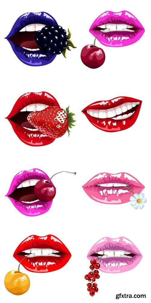 lips with berries 8X EPS