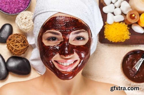 Collection facial mask Spa treatments chocolate cream cucumber juice 25 HQ Jpeg