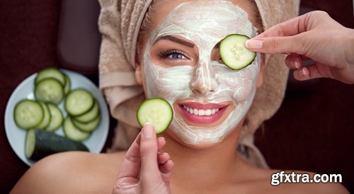 Collection facial mask Spa treatments chocolate cream cucumber juice 25 HQ Jpeg