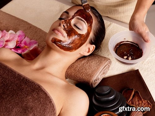 Collection facial mask Spa treatments chocolate cream cucumber juice 25 HQ Jpeg