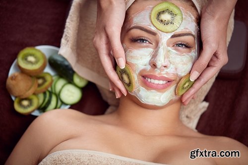 Collection facial mask Spa treatments chocolate cream cucumber juice 25 HQ Jpeg